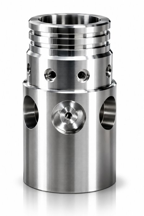Bloc hydraulique cylindrique à perçages multiples